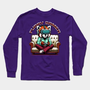 Red Panda VR Adventurer - Retro Gaming Bliss Long Sleeve T-Shirt